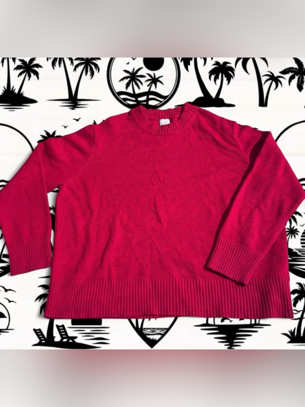 A New Day Women’s Red Crewneck Sweater Retro Cozy Winter Chunky NWOT Sz XXL